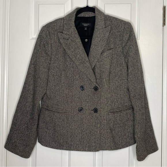 TALBOTS Grey Suit Jacket, Wool blend - size 14 blazer - Picture 2 of 8